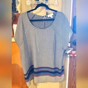 Forever 21 Blouse Black/Beige Flowing/geometric  Accent Size 3X